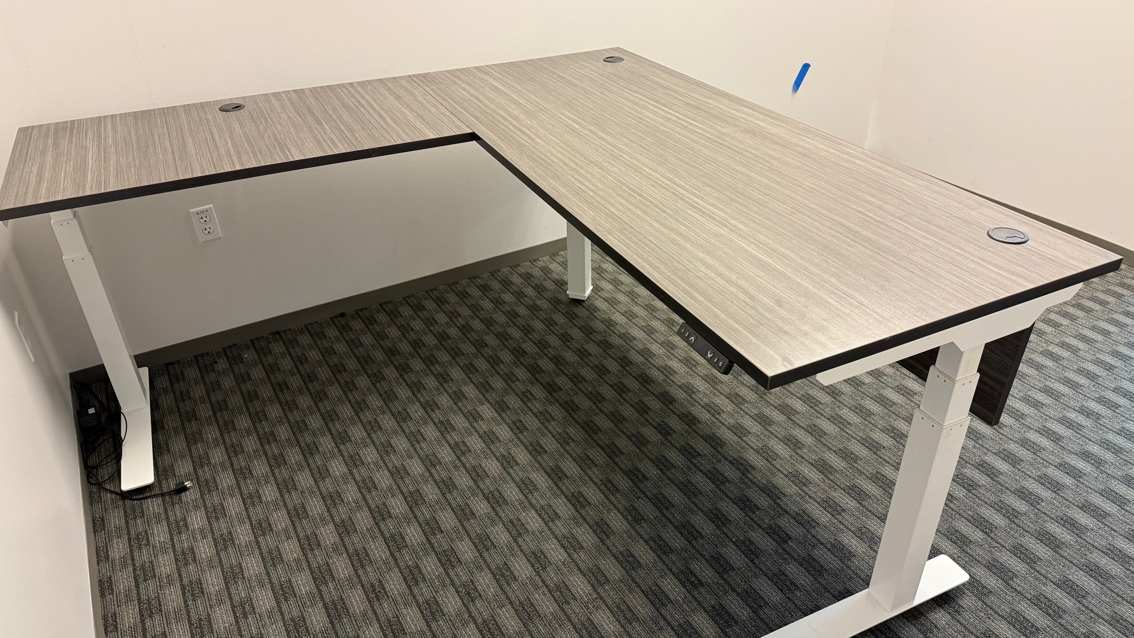 Adjustable L-Shaped Think Desk with Modesty Panel