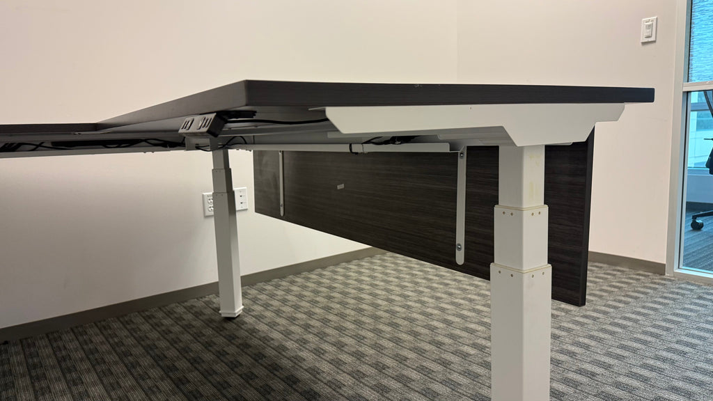Adjustable L-Shaped Think Desk with Modesty Panel