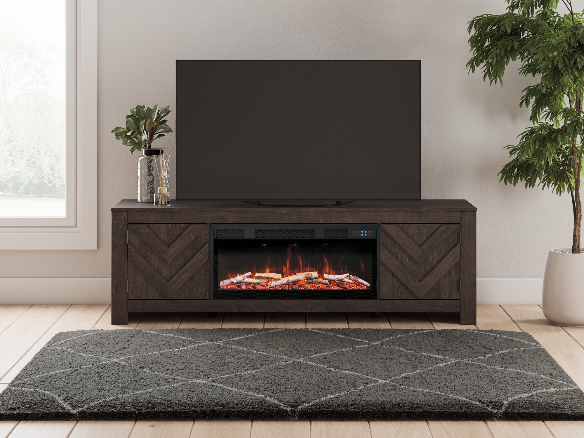Cayboni 71 TV Stand with Electric Fireplace