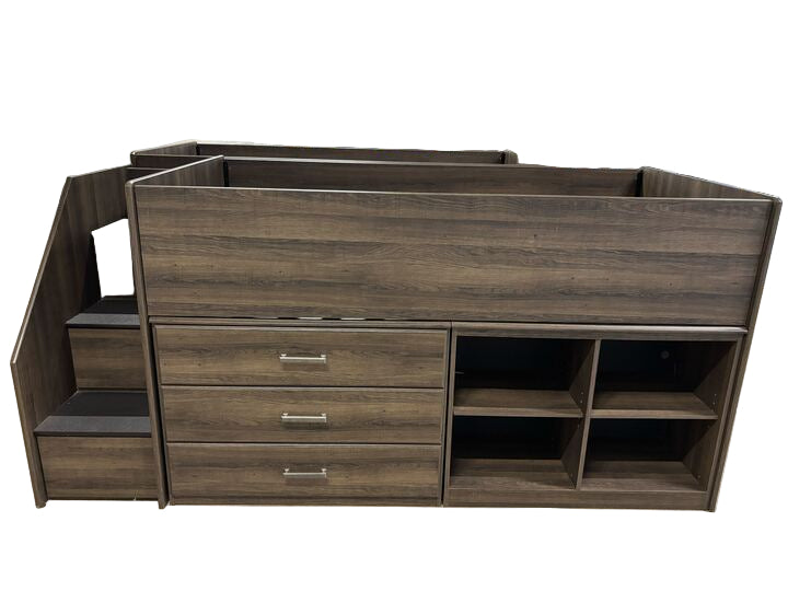 Ashley Twin Loft Bed with Right Storage Step, Bookcases and Chest