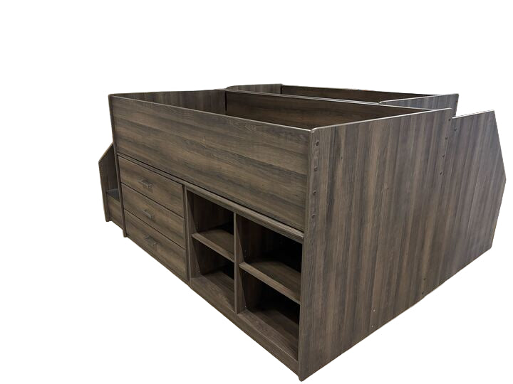 Ashley Twin Loft Bed with Right Storage Step, Bookcases and Chest